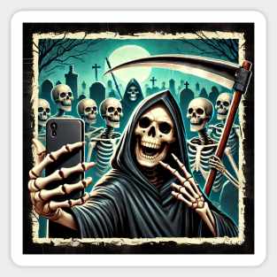 Grim Reaper Selfie (Color Version) Sticker